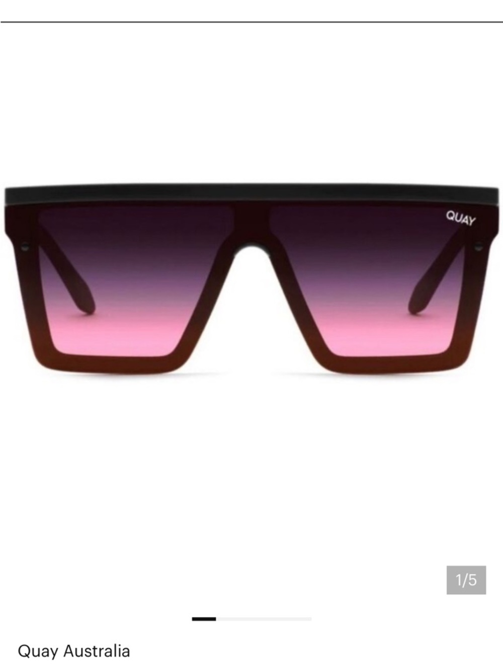 Quay Australia Flat-Top Shield Sunglasses — Pink to Purple Gradient